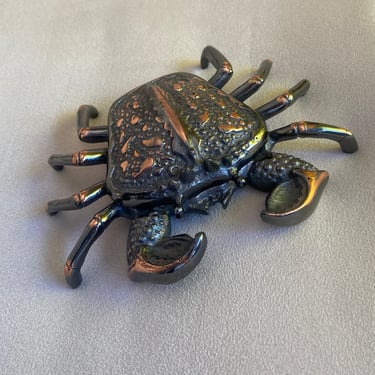 Crab Ashtray | vintage brass ash tray or trinket dish | crustacean decor 