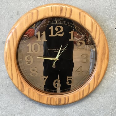 Vintage 80's Wood Mirror Clock