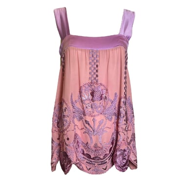 1920's Re-purposed Lavender Camisole with Hand-Embroidery
