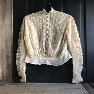 Edwardian Lace Blouse, Lace Bodice, Period Clothing, Original Label, Damages, Restoration Project 