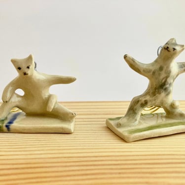 Yogi Cat Ornaments Handmade | Miniature Ceramic Cat Tree Ornaments | One-of-a-kind Quirky Yoga Figurines | Holiday Funny Cat Decor 