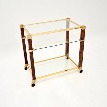 Vintage French Walnut and Brass Drinks Trolley by Pierre Vandel Paris