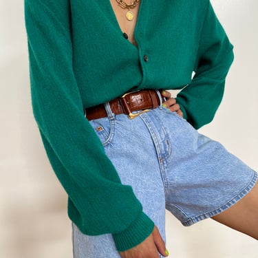 Vintage Sea Green Button-Up Cardigan Sweater