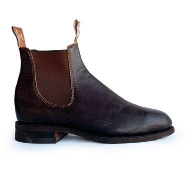 R.M. WILLIAMS DARK BROWN LEATHER CHELSEA BOOTS