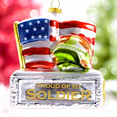 VINTAGE: Proud of my soldier Hand Crafted Glass Ornament - Holiday Christmas Ornaments - SKU 30-409-00033829 