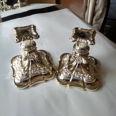 VINTAGE Silver Metal Candleholders, Home Decorations 