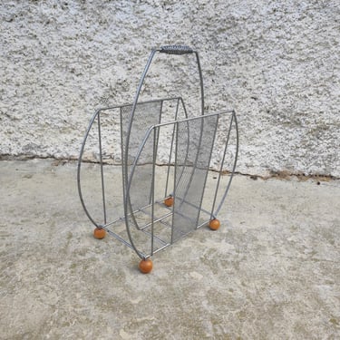 Vintage Magazine Stand /Mid Century News Paper Stand / Vintage Storage Rack / Retro Metal Stand / Home Decor / Retro Magazine Holder / 80s 