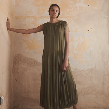 TENERE Olive Pleated Dress