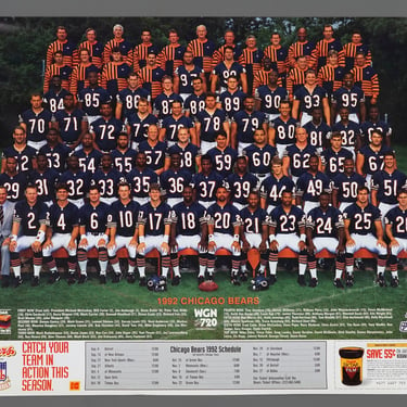 1992 Chicago Bears Schedule KODAK Promo Vintage Poster 