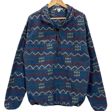 Vintage 90's Columbia Aztec Geometric Print Pullover Fleece Jacket Fits M/L USA