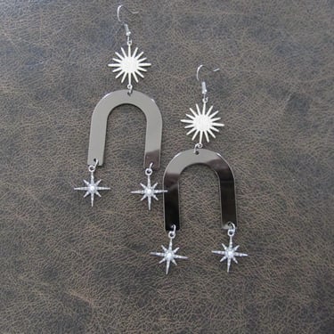 Starburst gunmetal statement earrings 