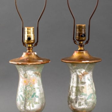 Pair of Mercury Glass Lamps, 20th C