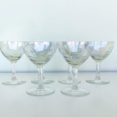 Set of Six Iridescent Glassware