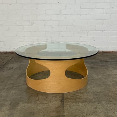 Contemporary Bentwood & Glass Coffee Table 