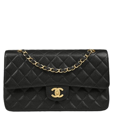 Chanel 2003-2004 Black Caviar Medium Classic Double Flap Shoulder Bag