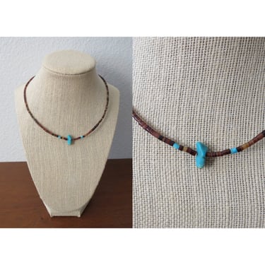 Beaded Choker Necklace Turquoise Stone Boho Hippie 