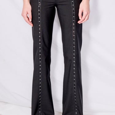 Black Suiting Hook Front Flare Pant