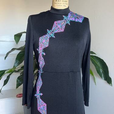 1970s Don Manuel of Miami Psychedelic Maxi Dress 38 Bust Vintage 