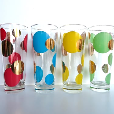 Set Of 4 Russel Wright Eclipse Cocktail Glasses, Atomic Polka Dot 14oz Sooner Zombie Tall Tumblers 