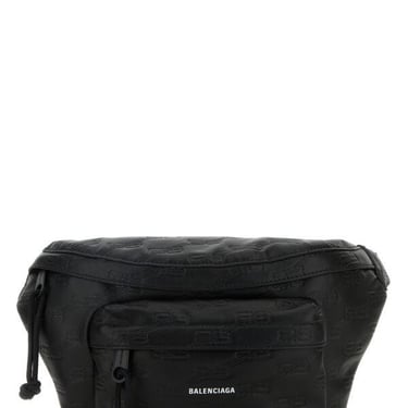 Balenciaga Men Black Leather Belt Bag