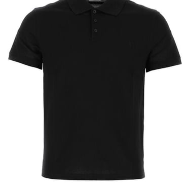 Saint Laurent Men Black Piquet Polo Shirt