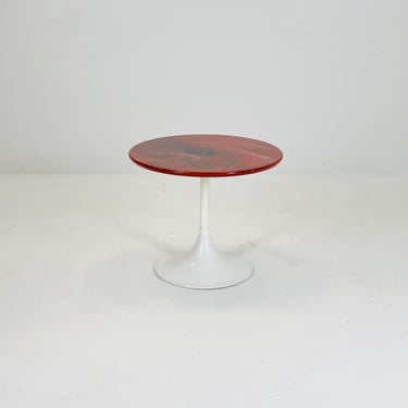 Space age West Germany Tulip Side Table by Ilse Möbel – red marble look 1960s 