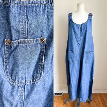 Vintage 1990s Denim Jumper Dress / 2XL 