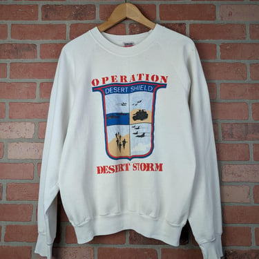 Vintage 80s Double Sided Operation Desert Storm ORIGINAL Crewneck Sweatshirt - Large 