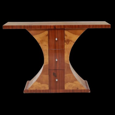 Vintage Art Deco Style Mixed Wood Console Table 