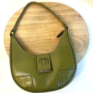 Y2K Micci Lime Green Vegan Leather Vinyl Embellished Small Shoulder Bag 