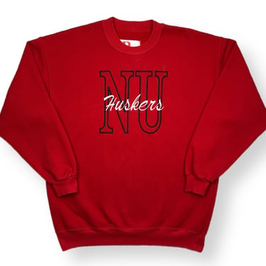 Vintage 80s/90s Dodger University of Nebraska Huskers Embroidered Made in USA Crewneck Sweatshirt Pullover Size Large 
