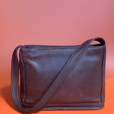 1980s Mocha Leather Shoulder Bag