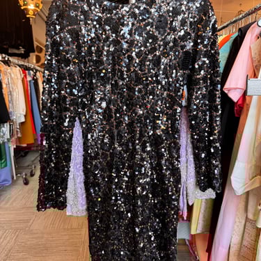 1980s Black &amp; Bronze Sequin Dress