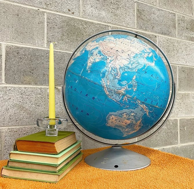 Vintage Globe Retro 1980s Replogle + Modern School + Physical-Political Series + 16 Inch Diameter + School and Learning + Office Decor 