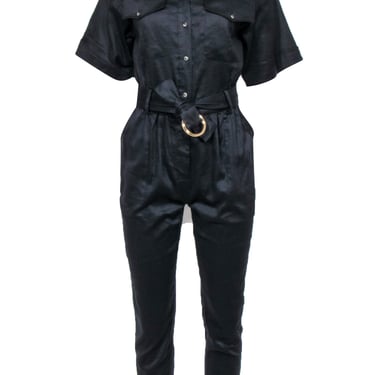 FRAME - Black Straight Short Sleeve Jumpsuit Sz XS