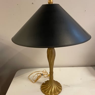 Brushed Gold Table Lamp with Black Shade