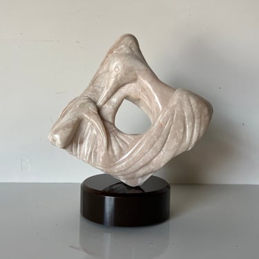 1980's Vintage Chotg Carved Marble Heron -Shape Sculpture 