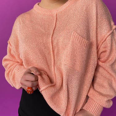 1980s Peach Sweater, sz. 3XL