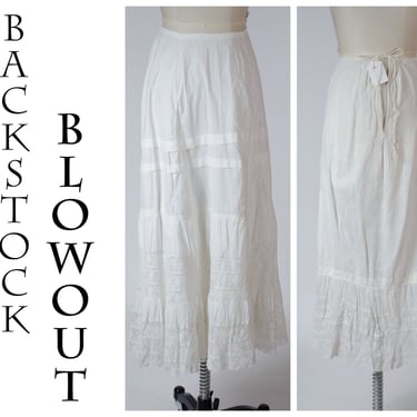4 Day Backstock SALE - XS to Med - Set of 2 Edwardian White Cotton Skirts with Lace - Item #15 