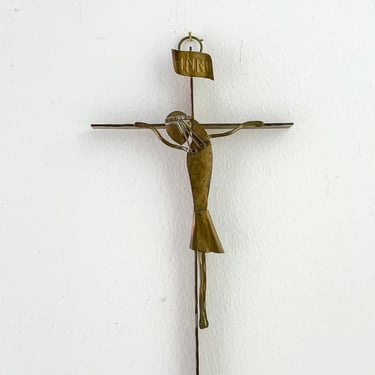 Vintage Modern Metal Crucifix Wall Decor, Modern Cross for Wall, INRA Religious Spiritual Decor 