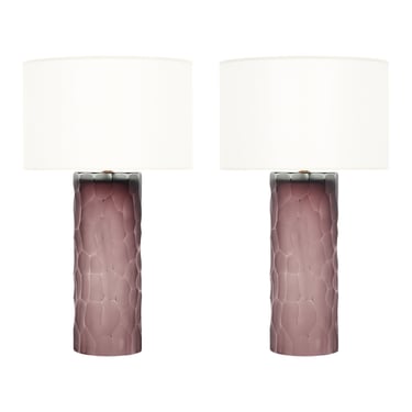 Murano Glass Purple Battuto Table Lamps