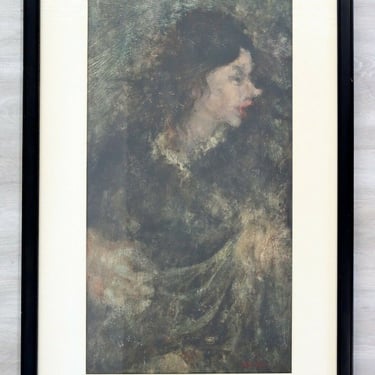 Richard Jerzy Signed Oil Painting on Paper Girl Framed 