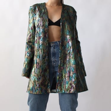 Vintage Peacock Sequin Duster