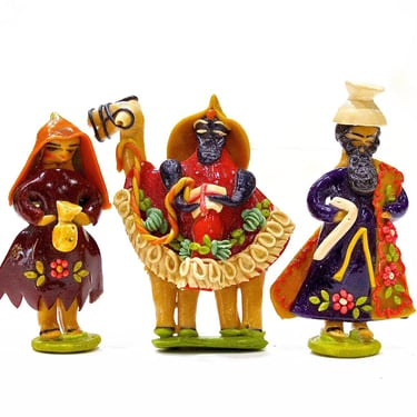 VINTAGE: 3 Handmade Holiday Figurines - Camel Ornament - Wisemen Ornaments - Christmas Ornaments - SKU 15-D1-00012964 