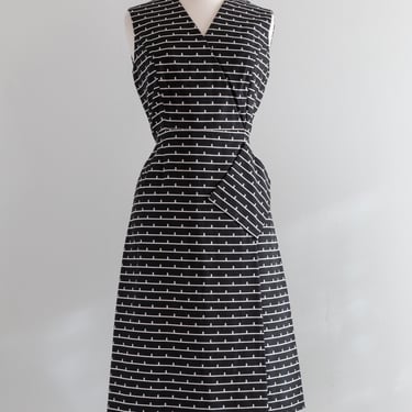 CHIC 1960'S Bill Blass Geometric Mod Dress With Pocket / L