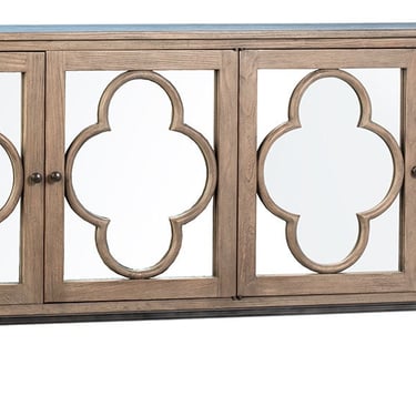 FLOOR SAMPLE, 4 Door Cabinet Sideboard with mirror door panels by Terra Nova Furniture Los Angeles 