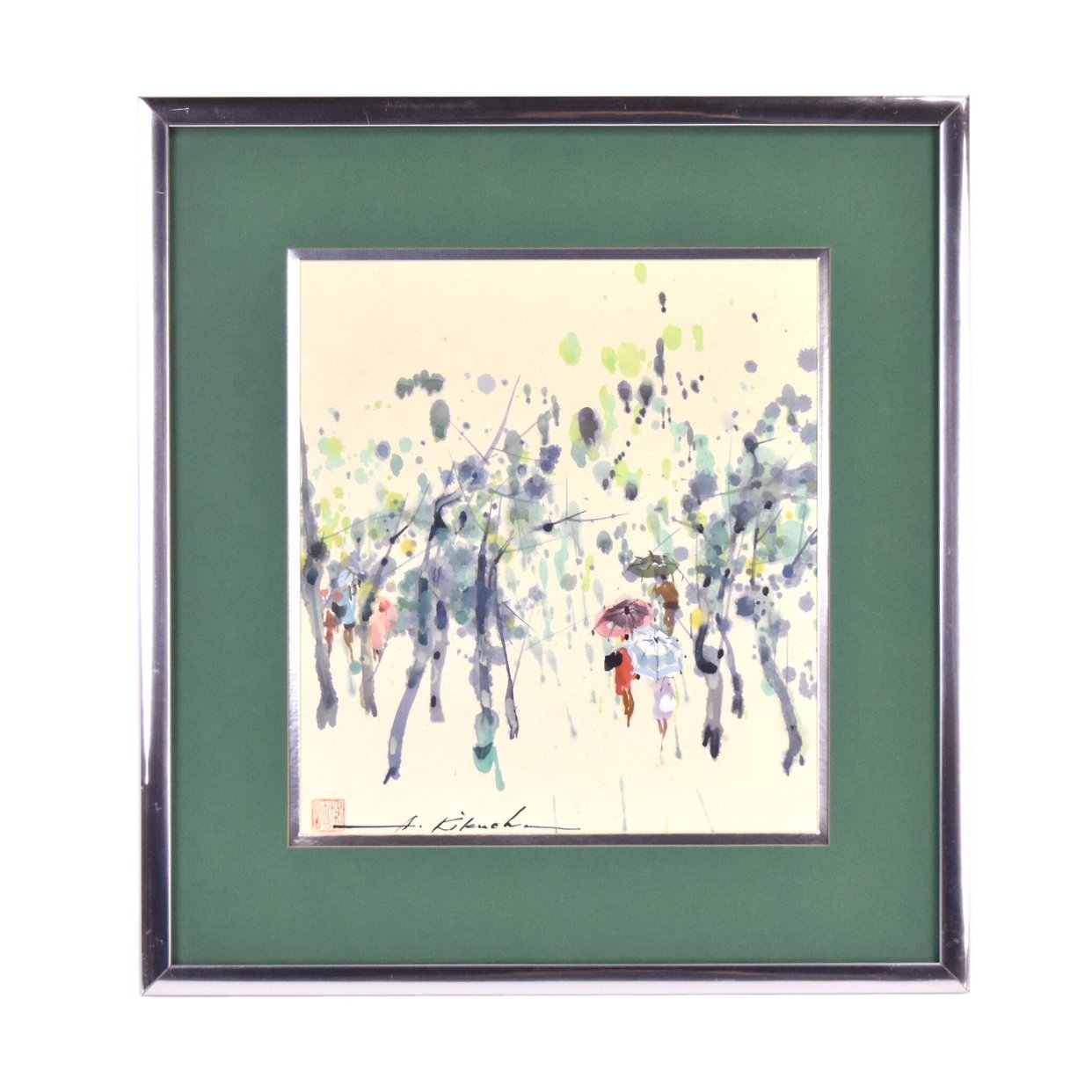 Atsushi Kikuchi Gouache Painting Rainy Day Urban Park | Prairieland Art ...