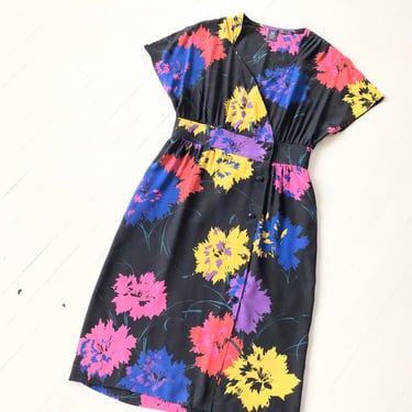 1980s Emanuel Ungaro Silk Floral Dress 