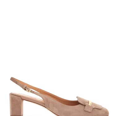 Tod's Cappuccino Goat Leather Pumps With Metal Bar Women