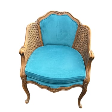 Beautiful vintage French style chair with all new upholstery and cane sides 